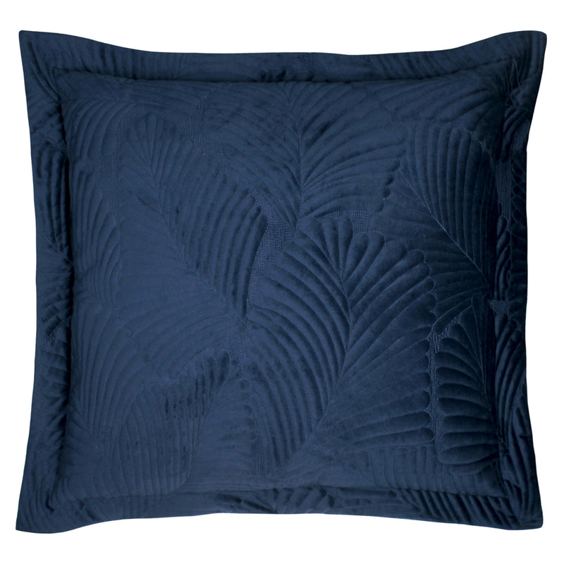 Paoletti Palmeria Quilted Velvet Cushion Cover in Navy