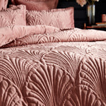 Paoletti Palmeria Quilted Velvet Duvet Cover Set in Blush