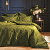 Paoletti Palmeria Quilted Velvet Duvet Cover Set in Moss