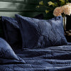 Paoletti Palmeria Quilted Velvet Duvet Cover Set in Navy