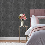 Paoletti Palmeria Vinyl Wallpaper Sample in Black