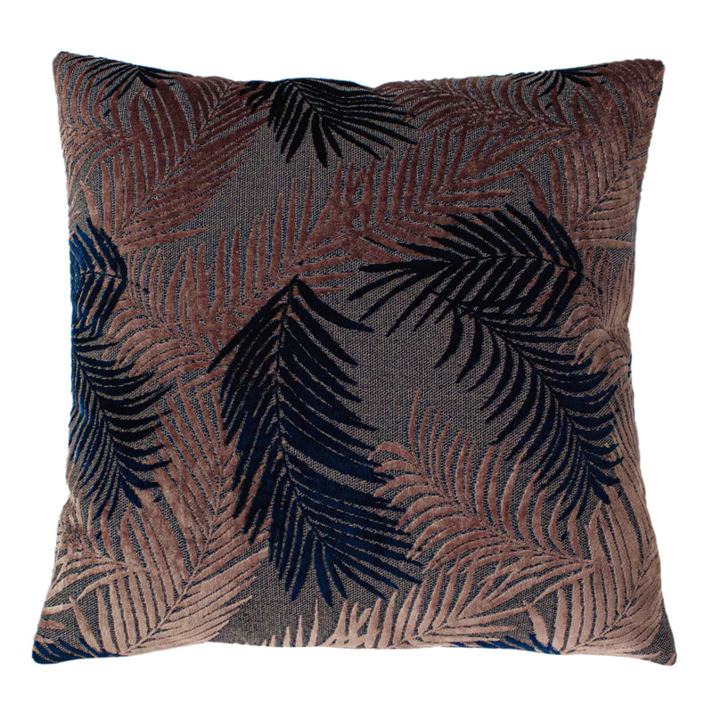 Paoletti Palm Grove Velvet Jacquard Cushion Cover in Blush/Navy