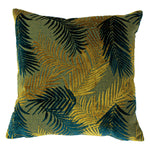 Jungle Gold Cushions - Palm Grove Velvet Jacquard Cushion Cover Gold/Teal Paoletti