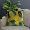 Jungle Gold Cushions - Palm Grove Velvet Jacquard Cushion Cover Gold/Teal Paoletti