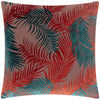 Jungle Blue Cushions - Palm Grove Velvet Jacquard Cushion Cover Teal/Rust Paoletti