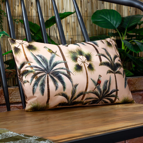 Jungle Pink Cushions - Palms Rectangular Outdoor Cushion Cover Blush Evans Lichfield