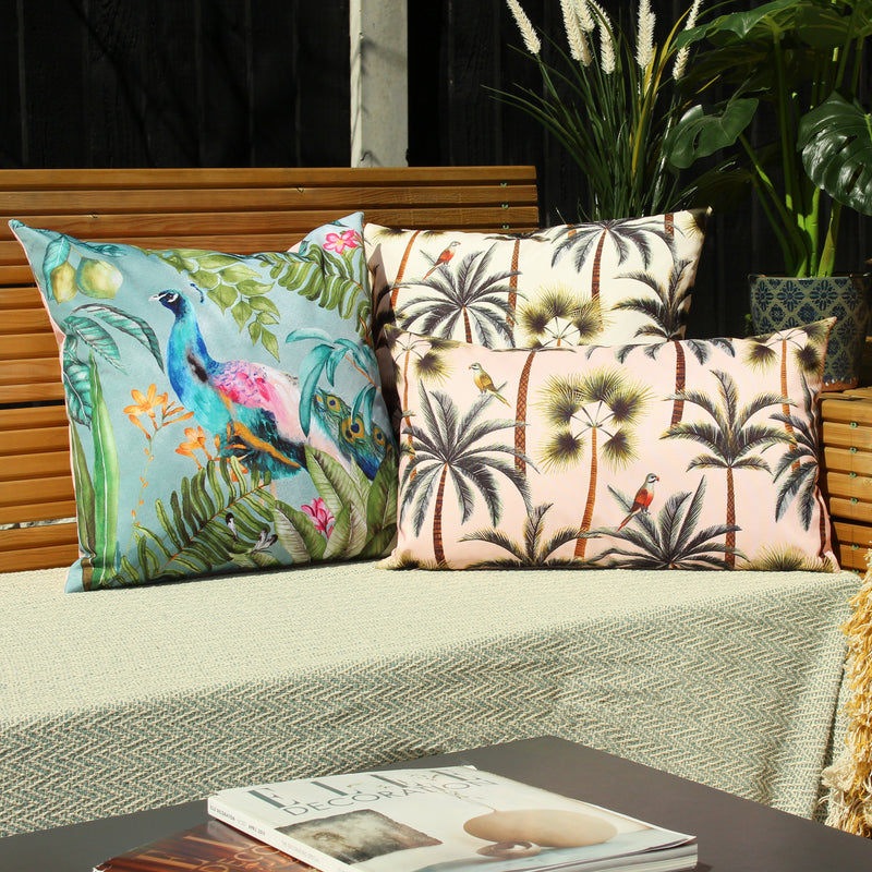 Jungle Green Cushions - Palms Outdoor Cushion Cover Forest Evans Lichfield