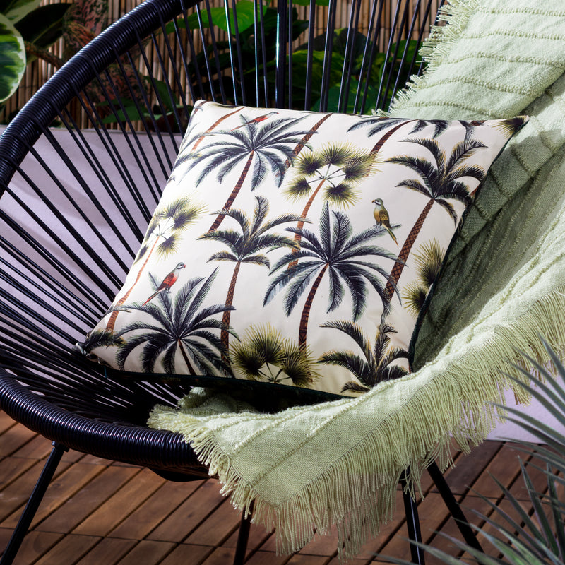 Jungle Green Cushions - Palms Outdoor Cushion Cover Forest Evans Lichfield