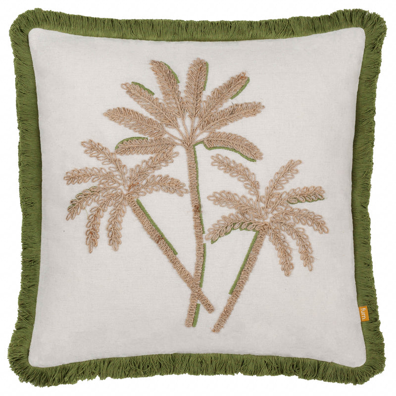  Green Cushions - Palm Embroidered Cushion Cover Green furn.