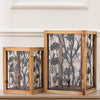Paloma Wooden Floral Set of 2 Lanterns Natural