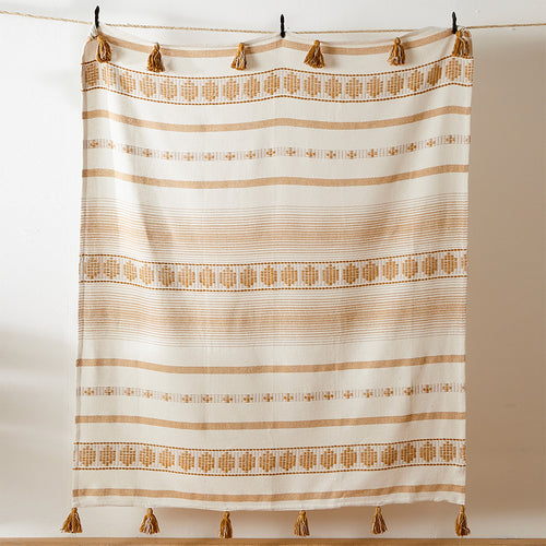 furn. Pangea Tasselled Throw in Ochre