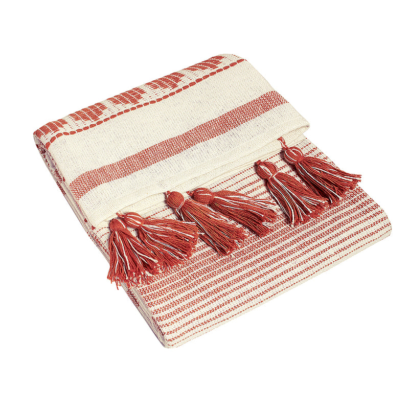 furn. Pangea Tasselled Throw in Terracotta