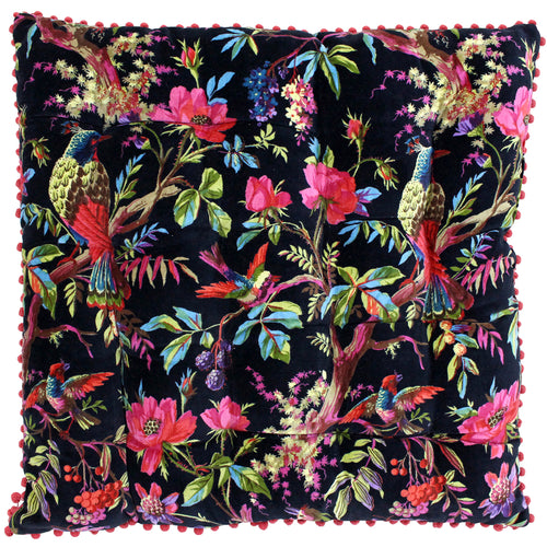 Paoletti Paradise Velvet Floor Floor Cushions in Black