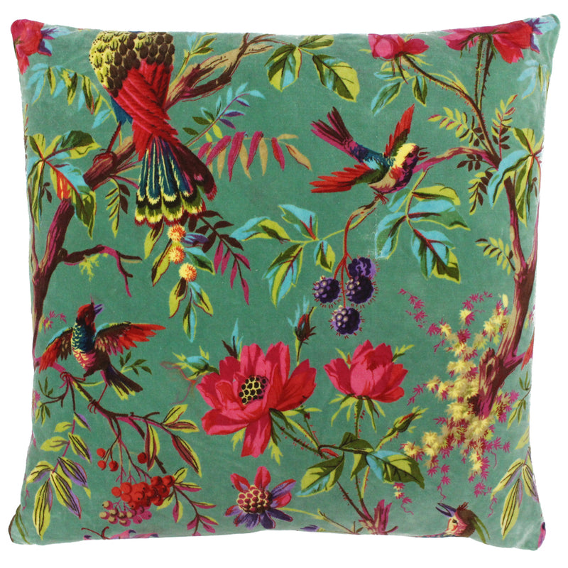 Paoletti Paradise Velvet Cushion Cover in Aqua