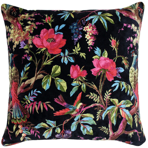 Paoletti Paradise Velvet Cushion Cover in Black