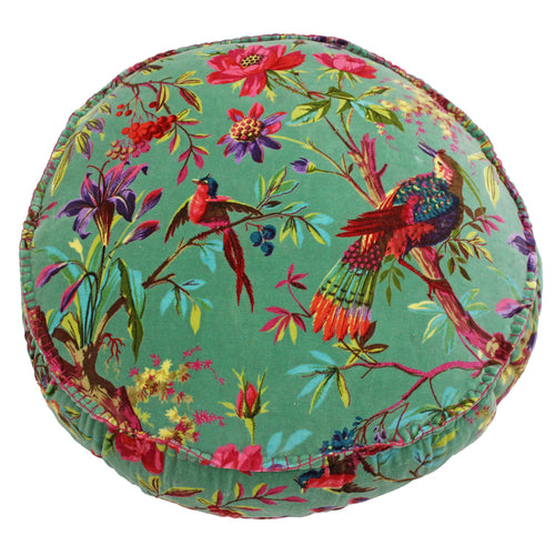 Paoletti Paradise Velvet Round Cushion Cover in Aqua