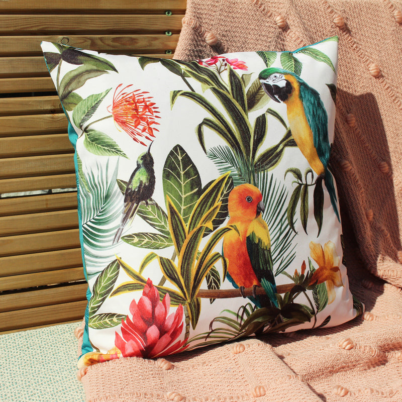 Evans Lichfield Parrots Outdoor Cushion Cover in Green