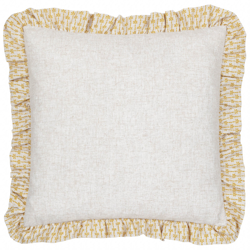 Floral Beige Cushions - Panni Block Textured Ruffle Cushion Cover LINEN/OCHRE furn.