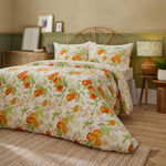 Floral Orange Bedding - Peach Harvest Printed Duvet Cover Set Orange Voyage Maison