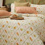 Floral Orange Bedding - Peach Harvest Printed Duvet Cover Set Orange Voyage Maison