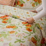 Floral Orange Bedding - Peach Harvest Printed Duvet Cover Set Orange Voyage Maison