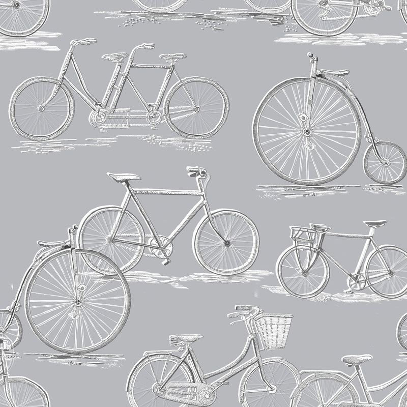 Penny Farthing Wallpaper Sample Charcoal