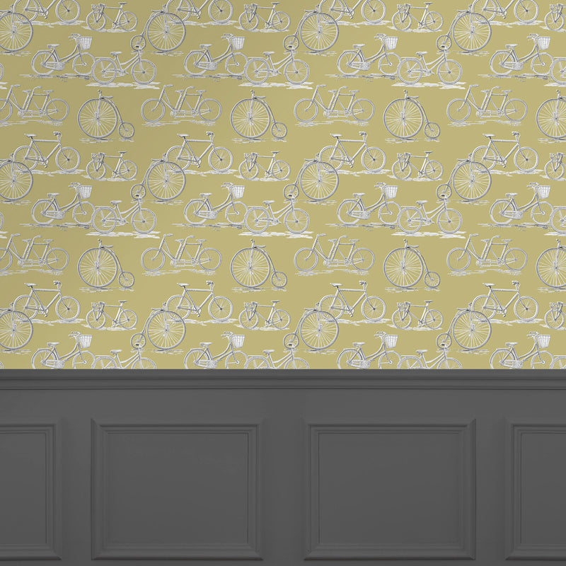 Voyage Maison Penny Farthing 1.4m Wide Width Wallpaper in Mustard