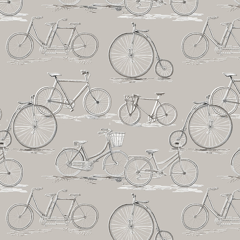 Penny Farthing Wallpaper Sample Sepia