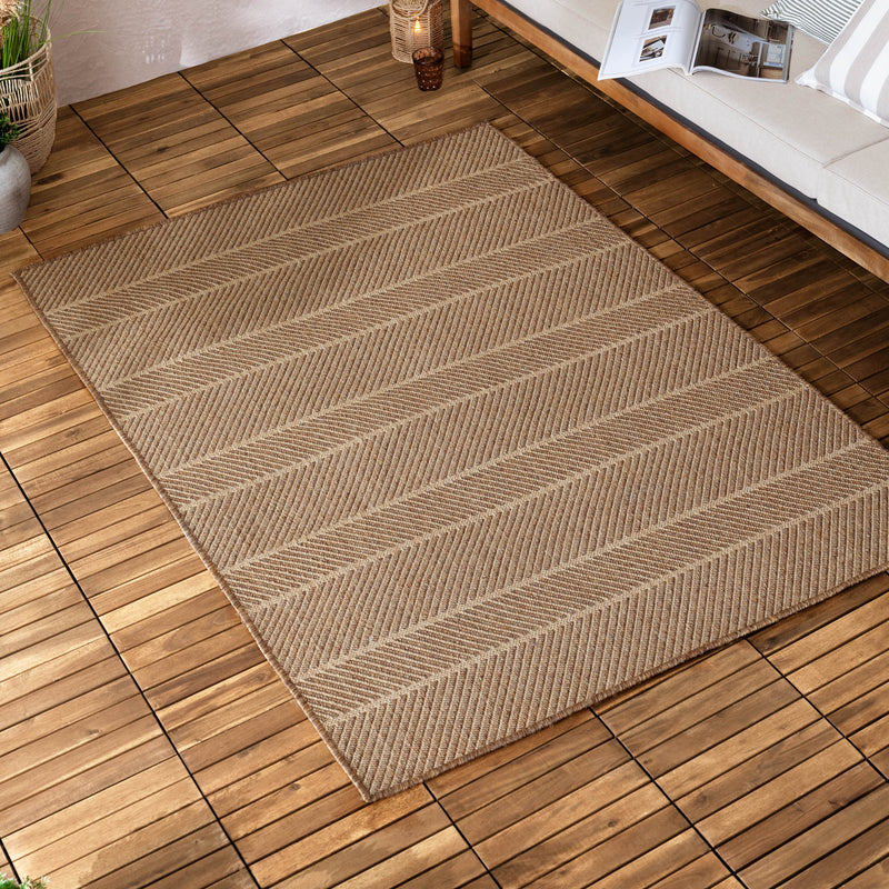 Striped Beige Rugs - Pentle Jute Effect Indoor/Outdoor Rug Natural Yard