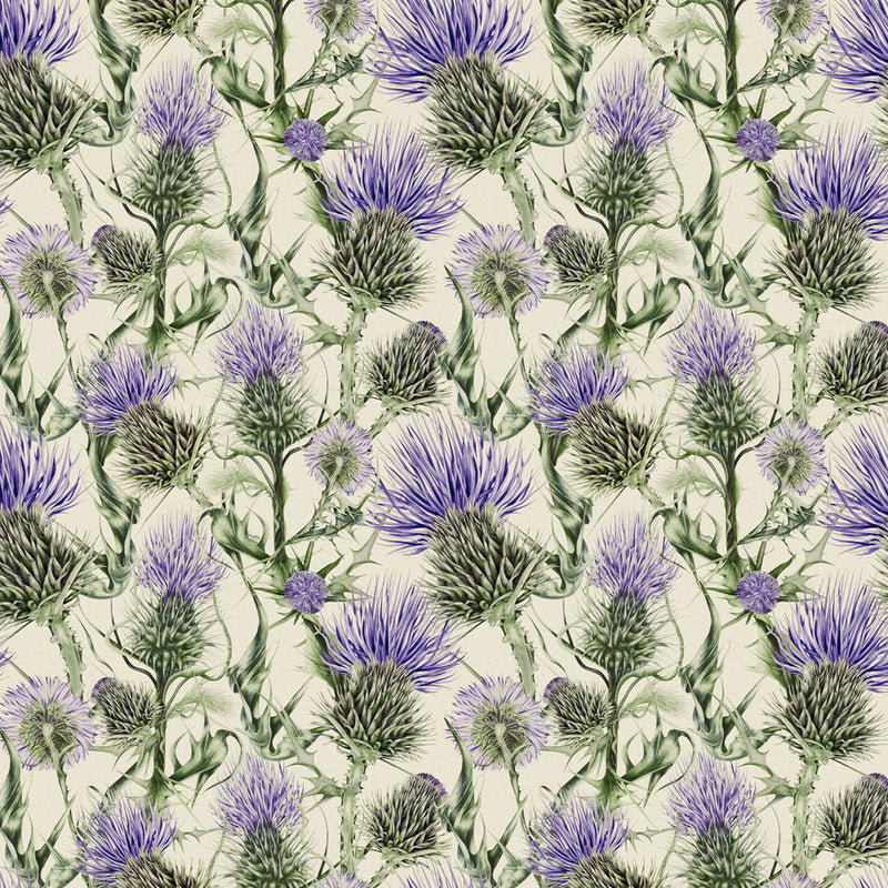 Marie Burke Penton Printed Cotton Fabric in Damson/Natural