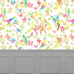 Voyage Maison Perroquet Carn 1.4m Wide Width Wallpaper in White