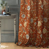 Animal Orange Curtains - Porcelain Garden Printed Chenille Pencil Pleat Curtains Rust Sanderson