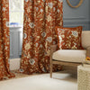 Animal Orange Curtains - Porcelain Garden Printed Chenille Pencil Pleat Curtains Rust Sanderson