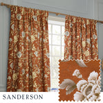 Animal Orange Curtains - Porcelain Garden Printed Chenille Room Darkening Pencil Pleat Curtains Rust Sanderson