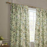 Animal Green Curtains - Porcelain Garden Printed Chenille Pencil Pleat Curtains Sage Sanderson