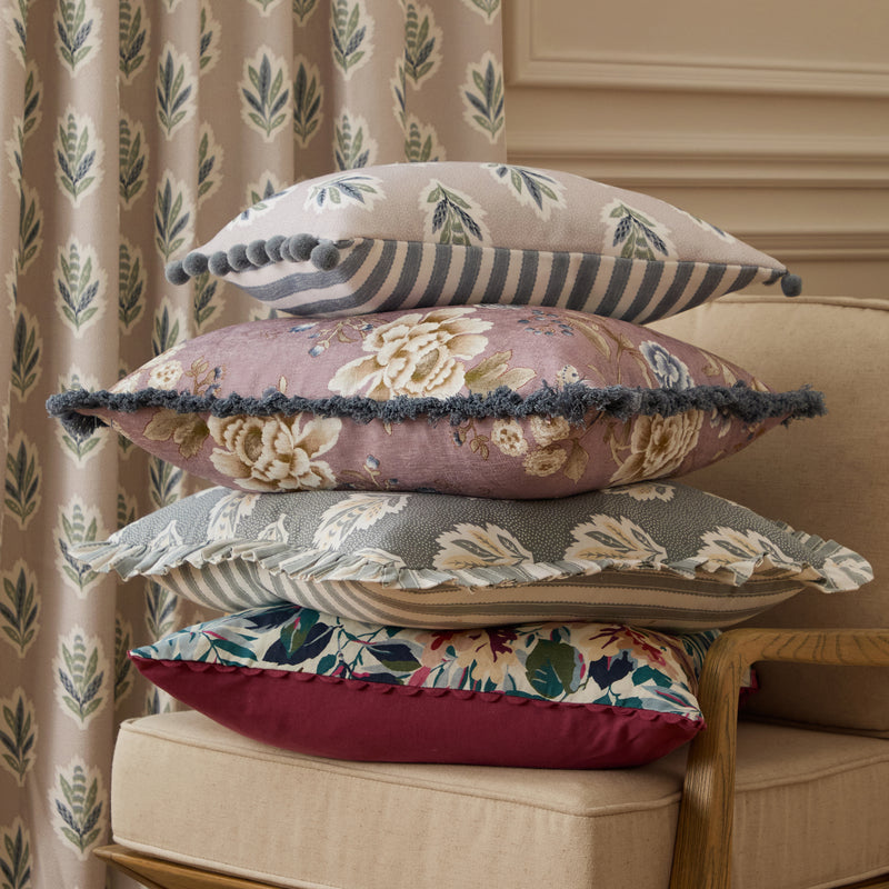 Floral Pink Cushions - Porcelain Garden Chenille Cushion Cover Blush Sanderson