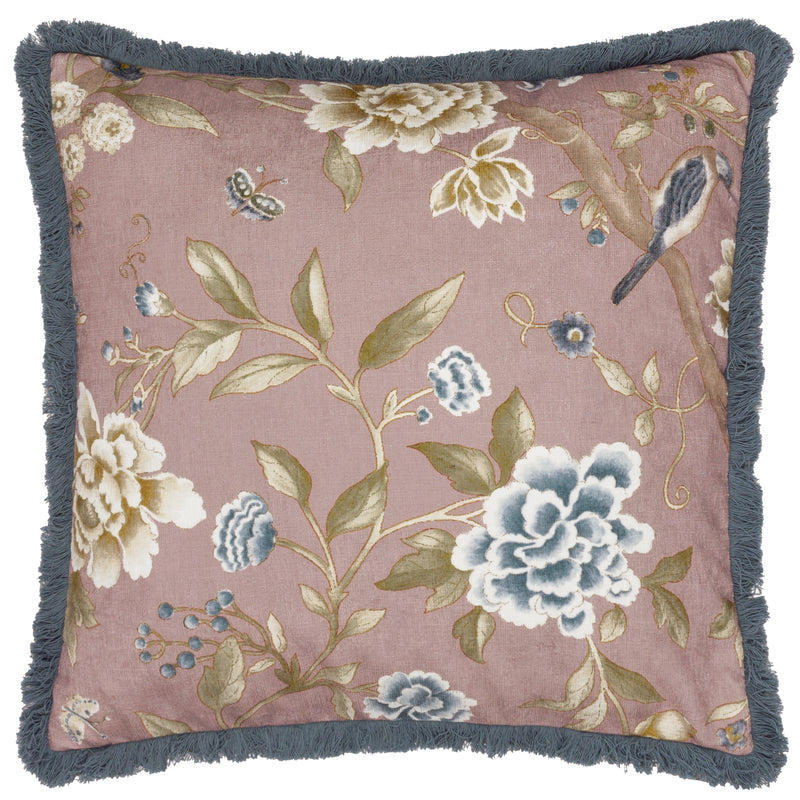 Floral Pink Cushions - Porcelain Garden Chenille Cushion Cover Blush Sanderson