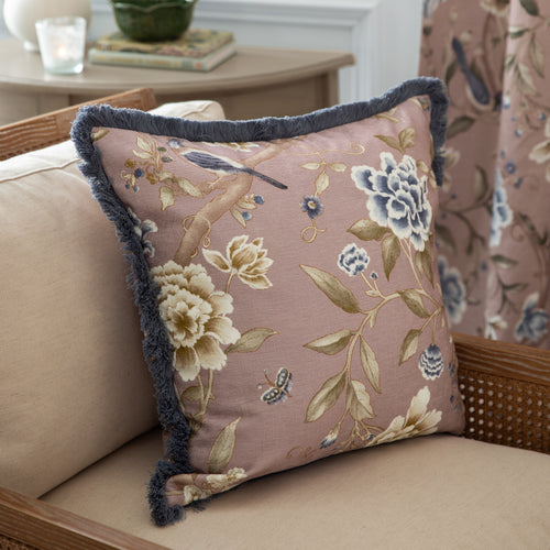 Floral Pink Cushions - Porcelain Garden Chenille Cushion Cover Blush Sanderson