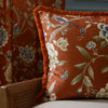 Floral Orange Cushions - Porcelain Garden Chenille Cushion Cover Rust Sanderson