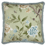 Floral Green Cushions - Porcelain Garden Chenille Cushion Cover Sage Sanderson