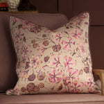 Floral Pink Cushions - Philipa Printed Piped Feather Filled Cushion Posy Voyage Maison