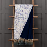 Damask Blue Throws - Philipa Printed Fringe Throw Delft Blue Voyage Maison