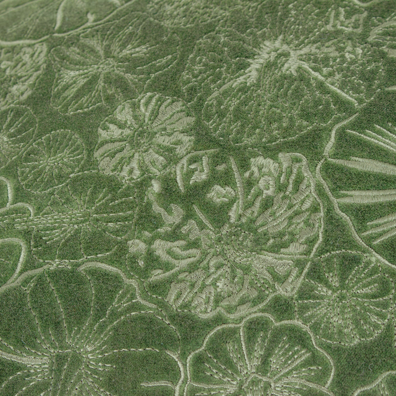Picking Patch Embroidered Velvet Cushion Greenwood