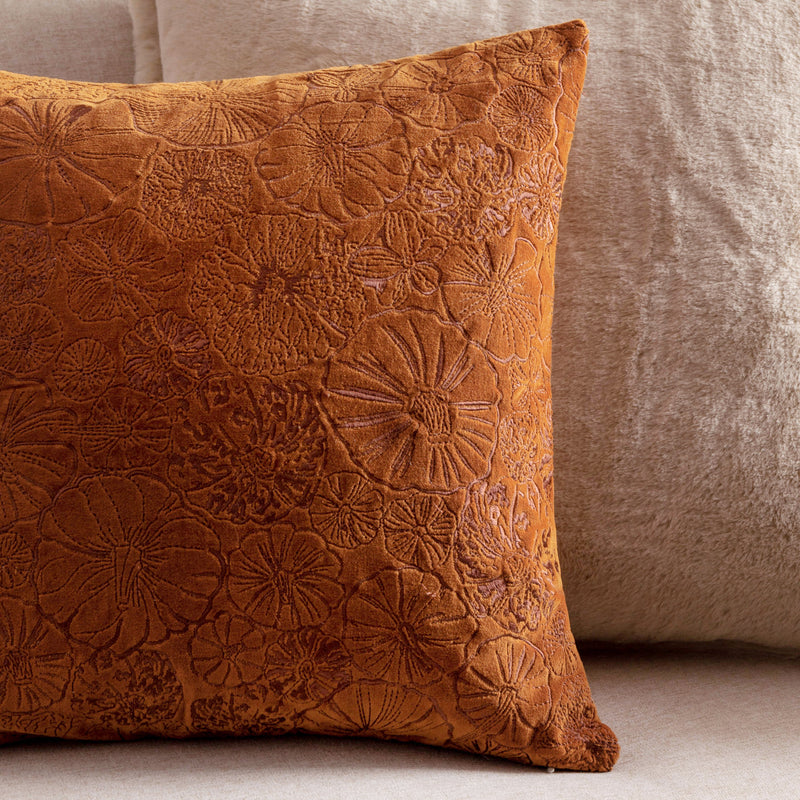 Picking Patch Embroidered Velvet Cushion Pumpkin