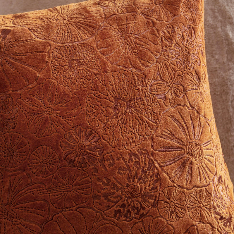 Picking Patch Embroidered Velvet Cushion Pumpkin