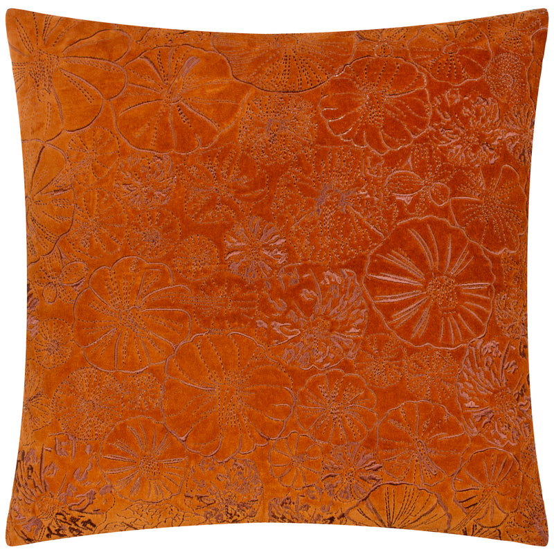 Picking Patch Embroidered Velvet Cushion Pumpkin