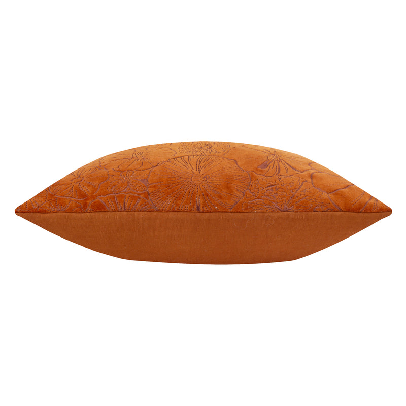 Picking Patch Embroidered Velvet Cushion Pumpkin