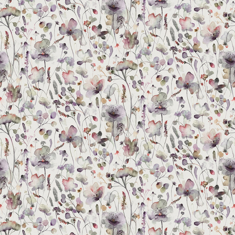 Voyage Maison Pimelea Printed Cotton Fabric in Boysenberry/Cream