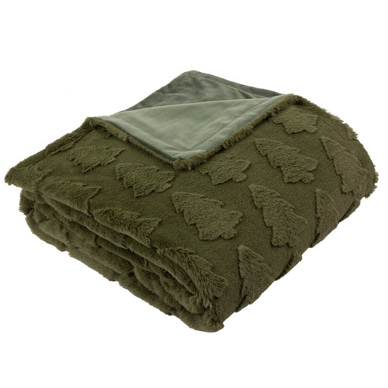 Woodland Throws - Pines Faux Fur Throw Forest Green Furn
