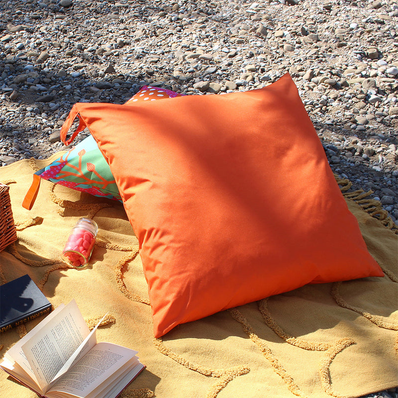 furn. Plain Neon Large 70cm Outdoor Floor Cushion Cover in Orange